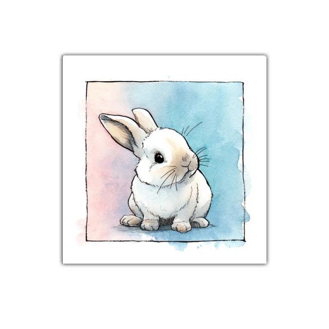 Dulce ilustración de conejo tierno en acuarela suave