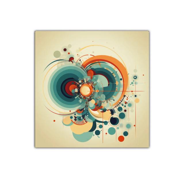 Composición dinámica con formas circulares y tonos cálidos